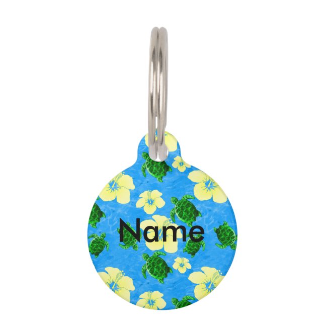 ハワイの緑のウミガメ ペット　ネームタグ (正面)