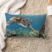 ハワイの緑のウミガメ ランバークッション (ブランケット)