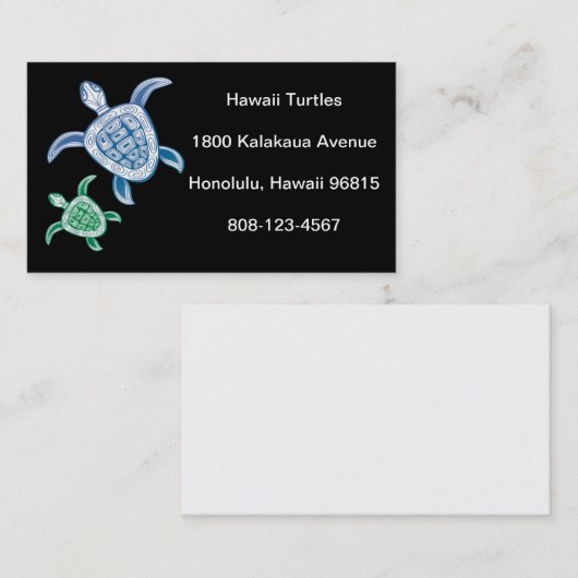 ハワイの緑のウミガメ 名刺 (正面/裏面)