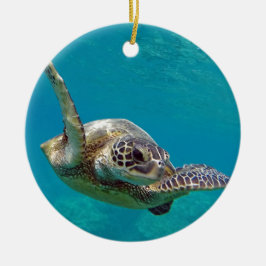 ハワイの緑のウミガメ- Honu セラミックオーナメント