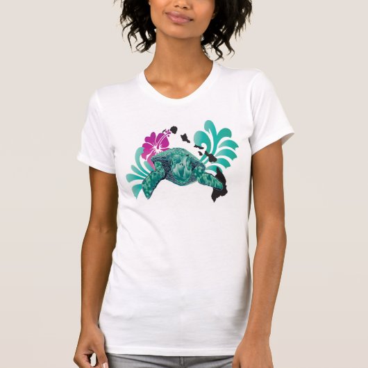 ハワイの緑のウミガメ Tシャツ (正面)