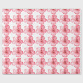 ハワイの美しいピンクの花柄がエレガントで可愛らしい ラッピングペーパー (フラット)