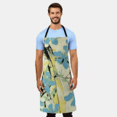 ハワイの花々(青と黄) エプロン (着用した状態)