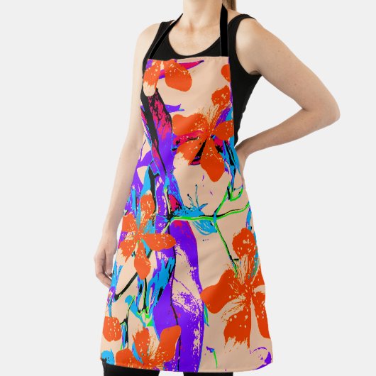 ハワイの花ピンクと紫 エプロン (インサイチュ)