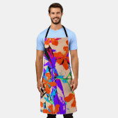 ハワイの花ピンクと紫 エプロン (着用した状態)