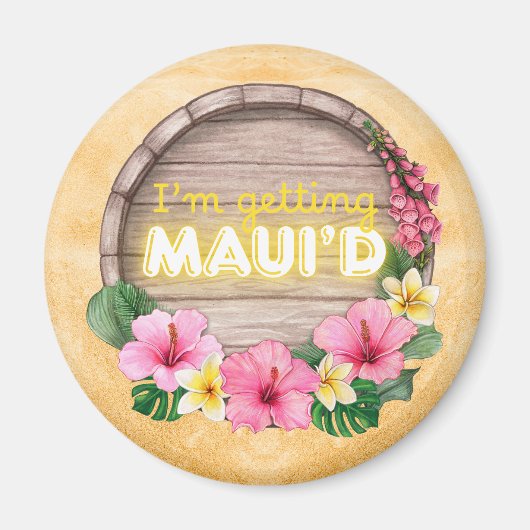 ハワイの花嫁お別れパーティー　マウイで結婚前のお祝い マグネット (正面)