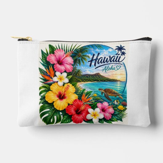 ハワイの花 アクセサリーポーチ (正面)
