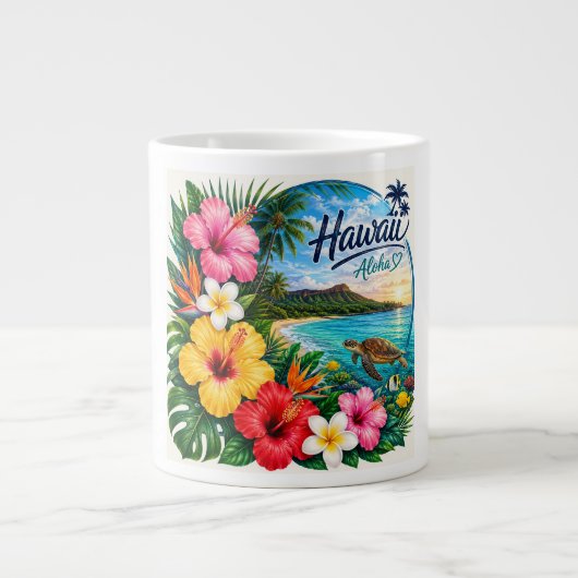 ハワイの花 ジャンボコーヒーマグカップ (正面)
