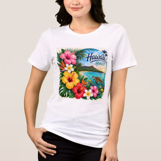 ハワイの花 トライブレンドTシャツ (正面)