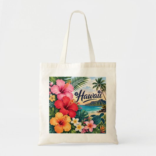 ハワイの花 トートバッグ (正面)