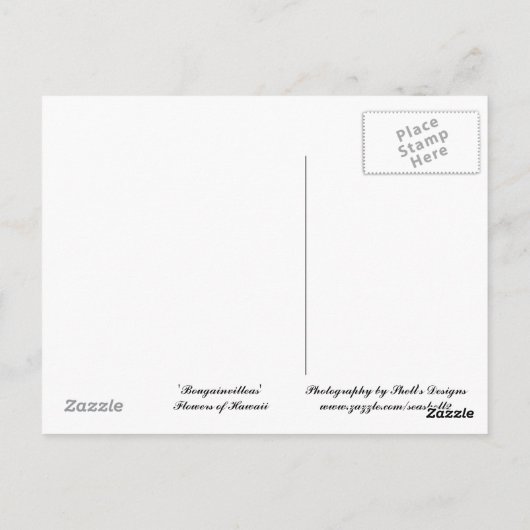 ハワイの花 ポストカード (裏面)