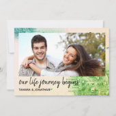 ハワイの行先の結婚式の保存の日付の写真図 招待状 (正面)