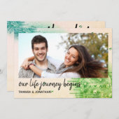 ハワイの行先の結婚式の保存の日付の写真図 招待状 (正面/裏面)