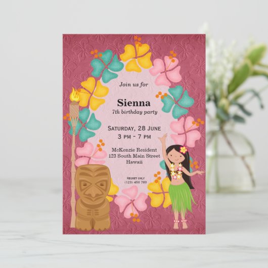 ハワイの誕生日ガール 招待状 (スタンド正面)