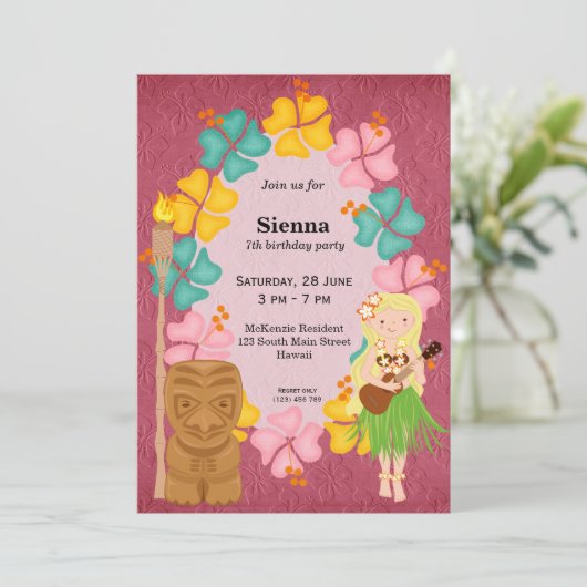 ハワイの誕生日ガール 招待状 (スタンド正面)