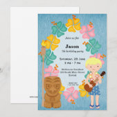 ハワイの誕生日ボーイ 招待状 (正面/裏面)