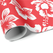 ハワイの赤いハイビスカスの花柄 ラッピングペーパー (ロールコーナー)
