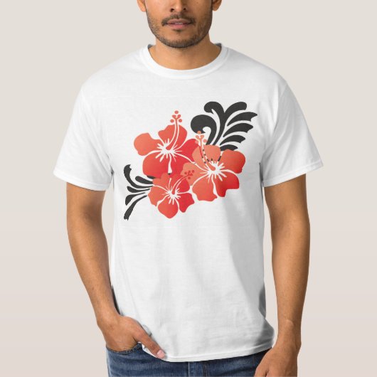 ハワイの赤いハイビスカスの花 Tシャツ (正面)