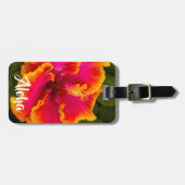 ハワイの赤紫およびオレンジハイビスカスカウアイ島-アロハ ラゲッジタグ (正面横)