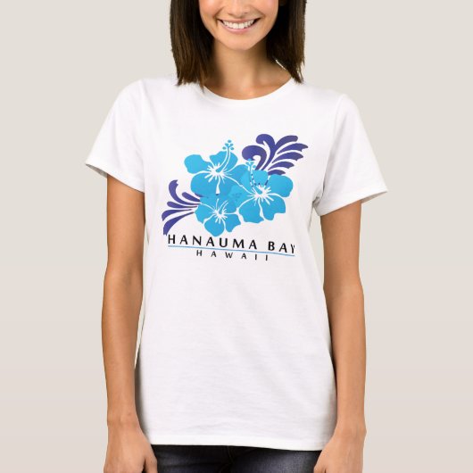 ハワイの青いハイビスカスの花 Tシャツ (正面)