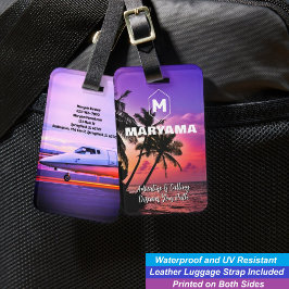ハワイの青い海での冒険 | 名前のイニシャル ラゲッジタグ