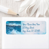 ハワイの青い海波の熱帯写真アドレス ラベル (インサイチュ)