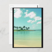 ハワイの静かで穏やかなターコイズビーチ ポストカード (正面/裏面)