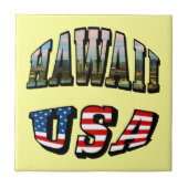 ハワイの風景とアメリカ国旗のテキスト タイル (正面)