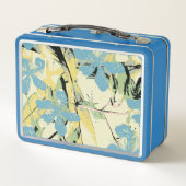 ハワイの黄色と青の花 メタルランチボックス (裏面)