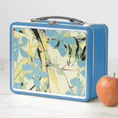 ハワイの黄色と青の花 メタルランチボックス (インサイチュ)