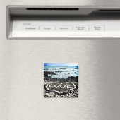 ハワイの黒い砂のビーチラブサンゴのハート写真 マグネット (インサイチュ (食洗機))