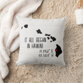 ハワイのGPS座標とハート クッション (ブランケット)
