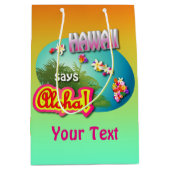 ハワイはアロハ言います! ミディアムペーパーバッグ (正面)