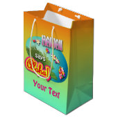 ハワイはアロハ言います! ミディアムペーパーバッグ (正面アングル)