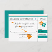 ハワイへの搭乗券 RSVP 招待状 (正面/裏面)