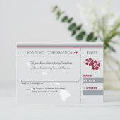 ハワイへの灰色の赤RSVPの搭乗券 出欠カード (スタンド正面)