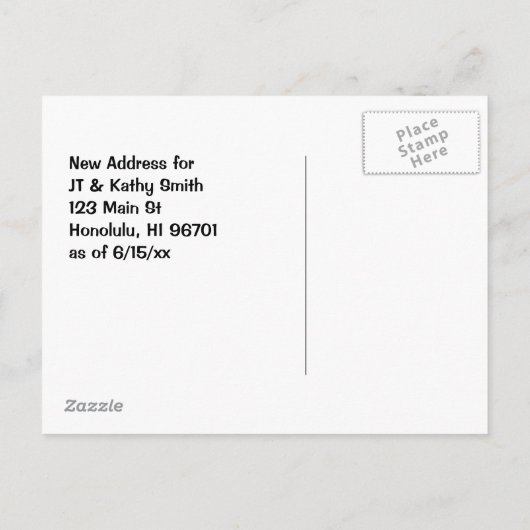 ハワイへの移動ヴィンテージ変更住所 案内ポストカード (裏面)