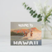 ハワイへの移動ヴィンテージ変更住所 案内ポストカード (スタンド正面)