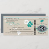 ハワイへの結婚式の搭乗券 招待状 (正面/裏面)