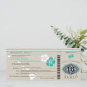 ハワイへの結婚式の搭乗券 招待状 (スタンド正面)