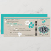 ハワイへの結婚式の搭乗券 招待状 (正面/裏面)