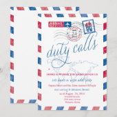 ハワイへの軍移動発表 - 古風な色褪せた航空郵便レター 招待状 (正面/裏面)