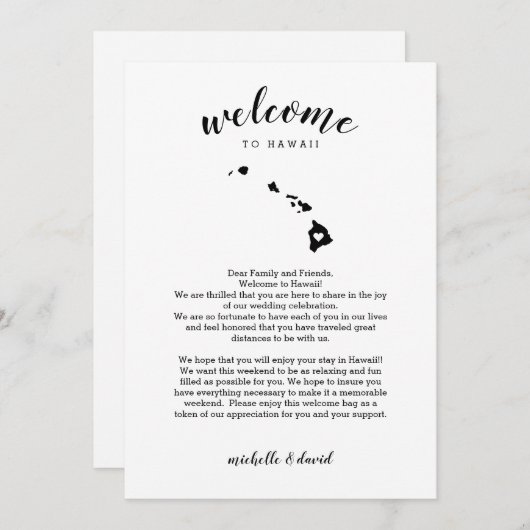 ハワイへようこそ |の結婚レター&旅程 (正面/裏面)