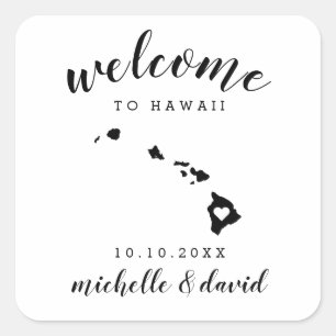 ハワイへようこそ 結婚のカスタム好意 スクエアシール
