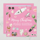ハワイまたはトロピカルスクエアフォトクリスマスカード ノートカード (正面/裏面)
