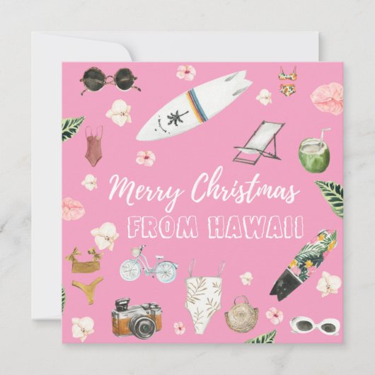 ハワイまたはトロピカルスクエアフォトクリスマスカード ノートカード (正面)