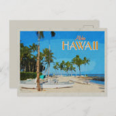 ハワイアウトリガーカヌパームツリーズヴィンテージトラベル ポストカード (正面/裏面)