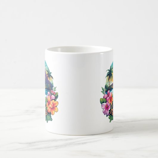 ハワイアロハトロピカルビーチマウンテンズトラベル コーヒーマグカップ (中央)