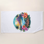 ハワイアロハトロピカルビーチマウンテンズトラベル ビーチタオル (正面)