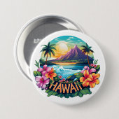 ハワイアロハトロピカルビーチマウンテンズトラベル 缶バッジ (正面&裏面)